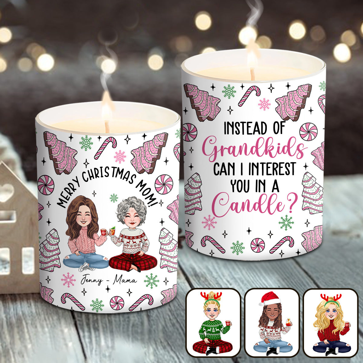 Instead Of Grandkids - Gift for mom - Personalized Candle With Wooden Lid