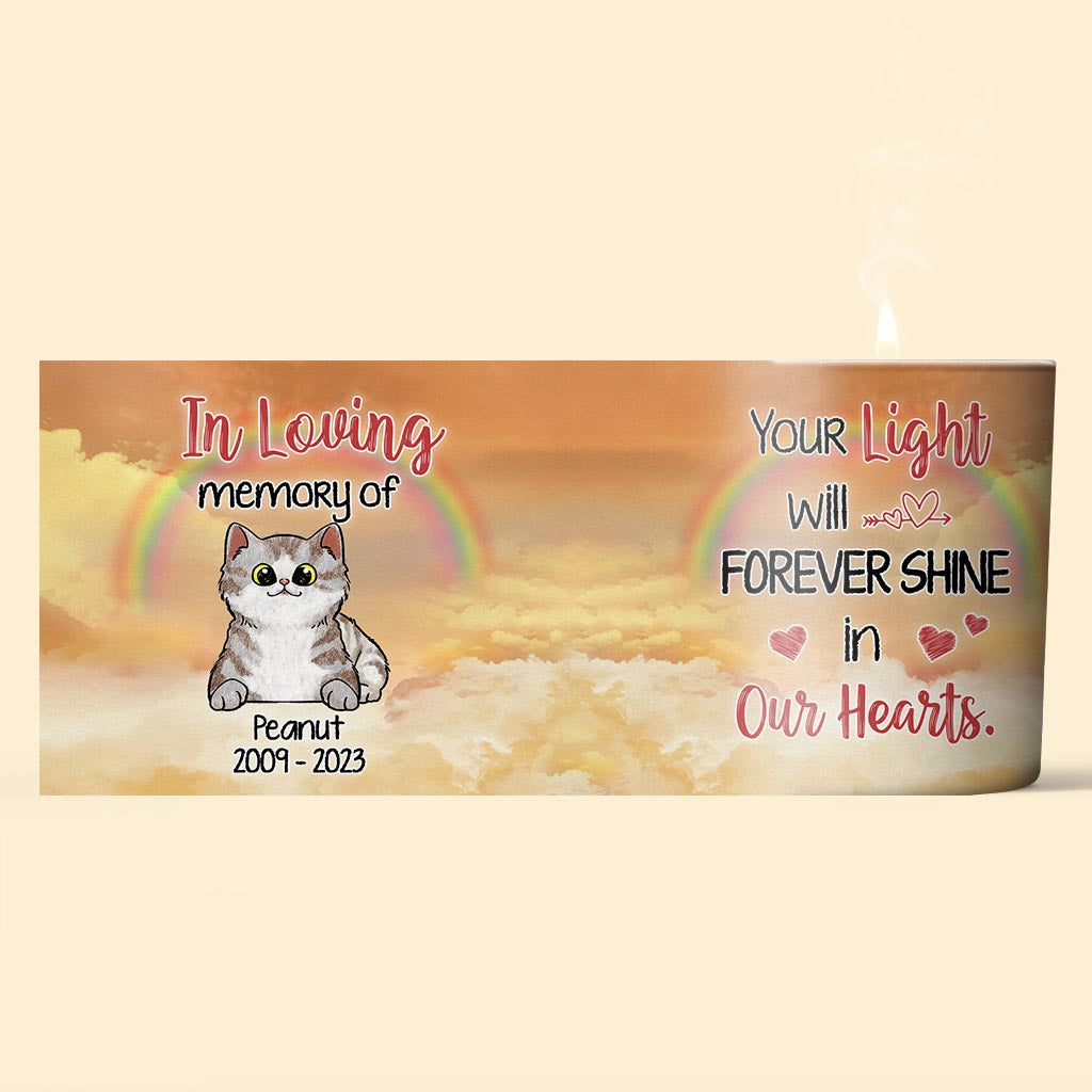 Your Light Shine In Our Hearts - Personalized Dog Candle With Wooden Lid