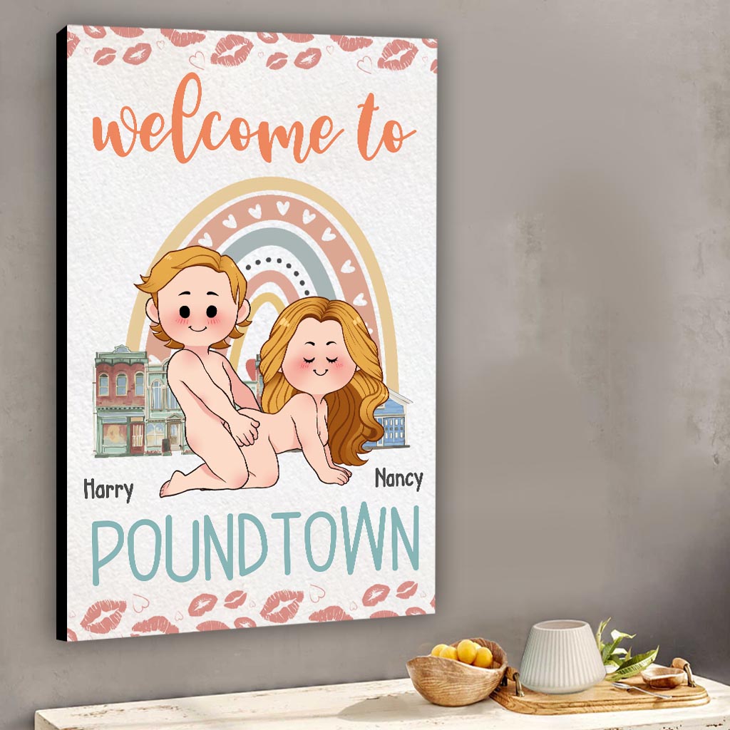 Welcome To The Pound Town Inappropriate Adult - Personalized Couple Canvas And Poster
