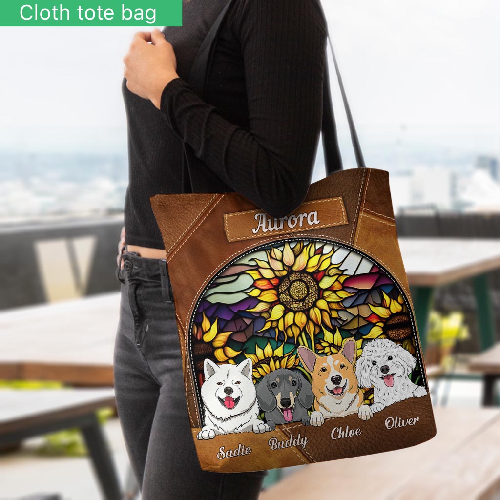 You Are My Sunshine Sunflower Stained Glass - Personalized Dog Tote Bag