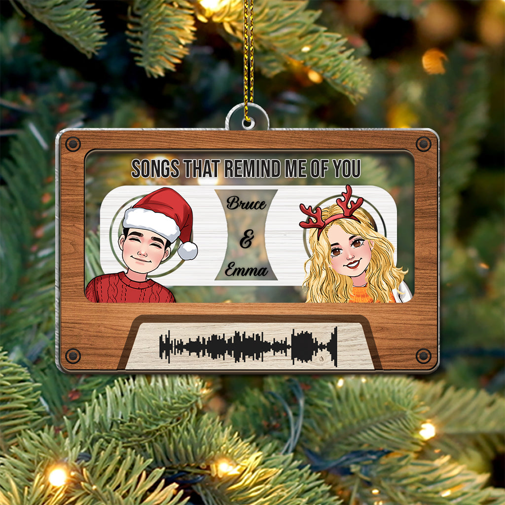Song Remind Me Of You - Personalized Couple 2 Layered Piece Mix Ornament