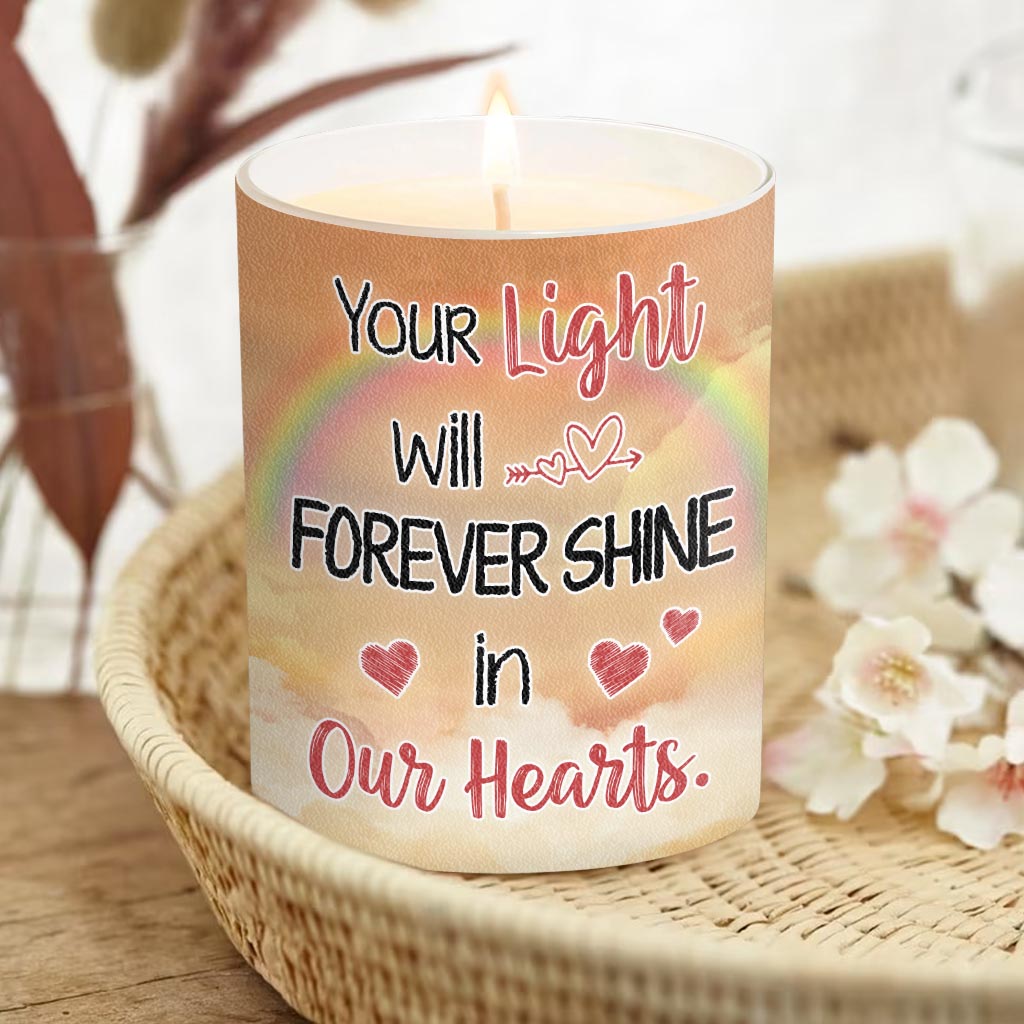 Your Light Shine In Our Hearts - Personalized Dog Candle With Wooden Lid