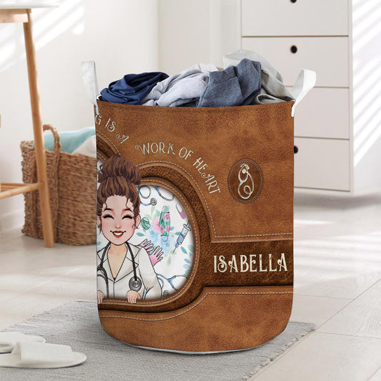 Nursing Is A Work Of Heart - Personalized Nurse Storage Basket