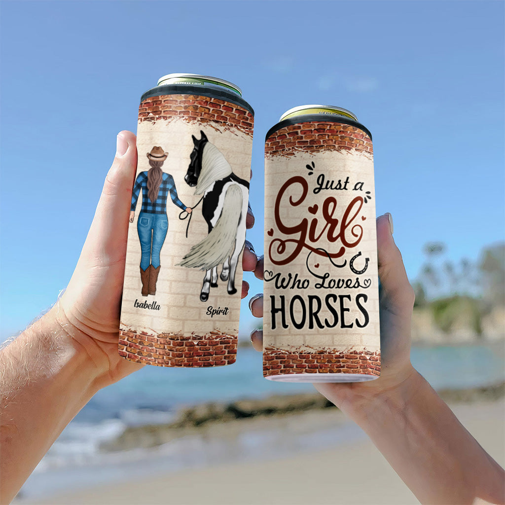Just A Girl Who Loves Horses - Personalized Horse Can Cooler