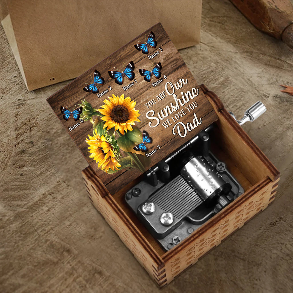 You Are My Sunshine - Gift for grandma, dad, mom, grandpa - Personalized Hand Crank Music Box