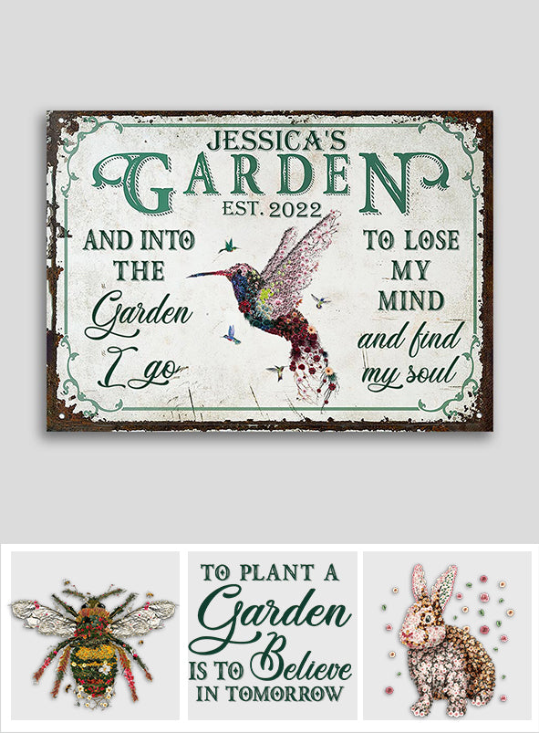 Into The Garden I Go - Personalized Gardening Rectangle Metal Sign