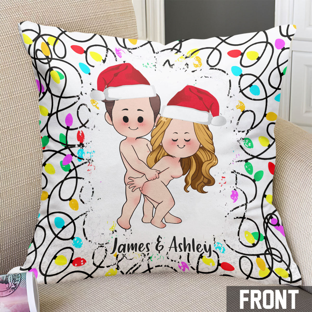 I Can Get You On The Naughty List - Personalized Couple Throw Pillow