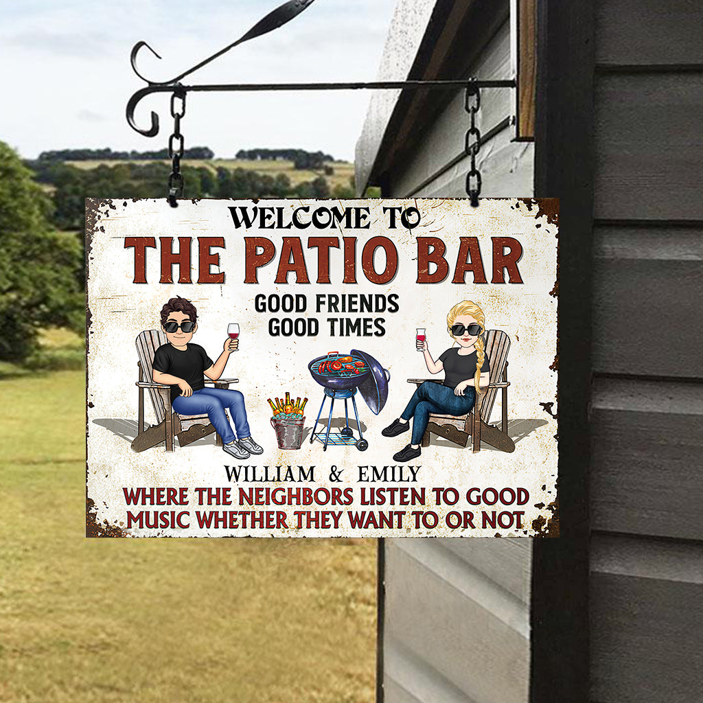 Welcome To The Patio Bar - Personalized Backyard Rectangle Metal Sign