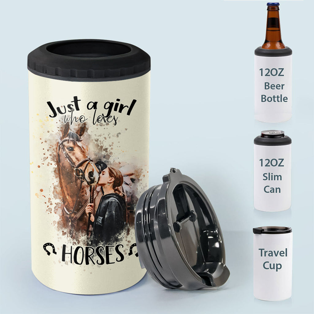 Just A Girl Who Loves Horses - Personalized Horse Can Cooler