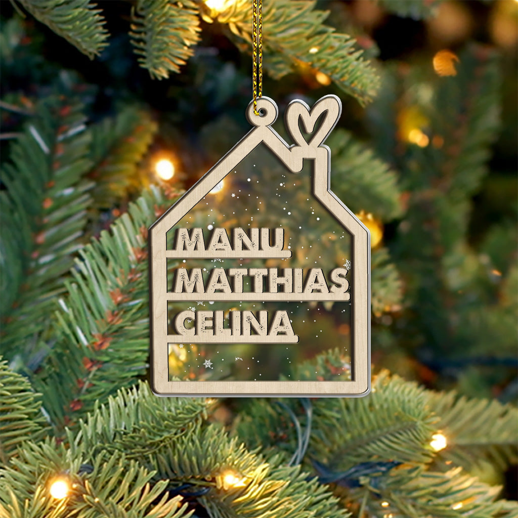 Family Name - Personalized Family 2 Layered Piece Mix Ornament
