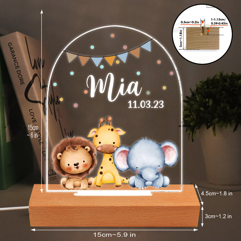 Nursery Gift For Newborn - Personalized Kid Shaped Plaque Light Base