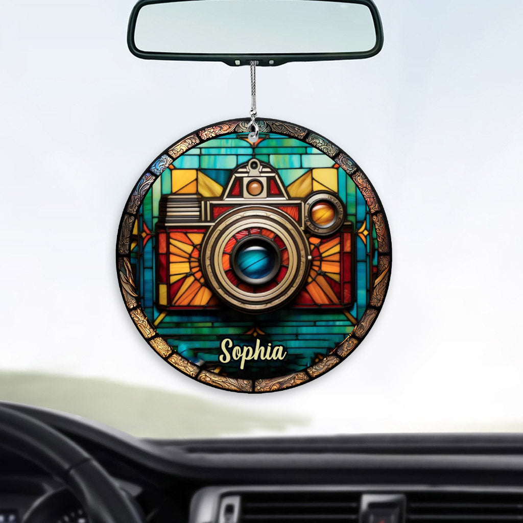 Une fille passionnée de photographie - Ornement de voiture personnalisé avec photo