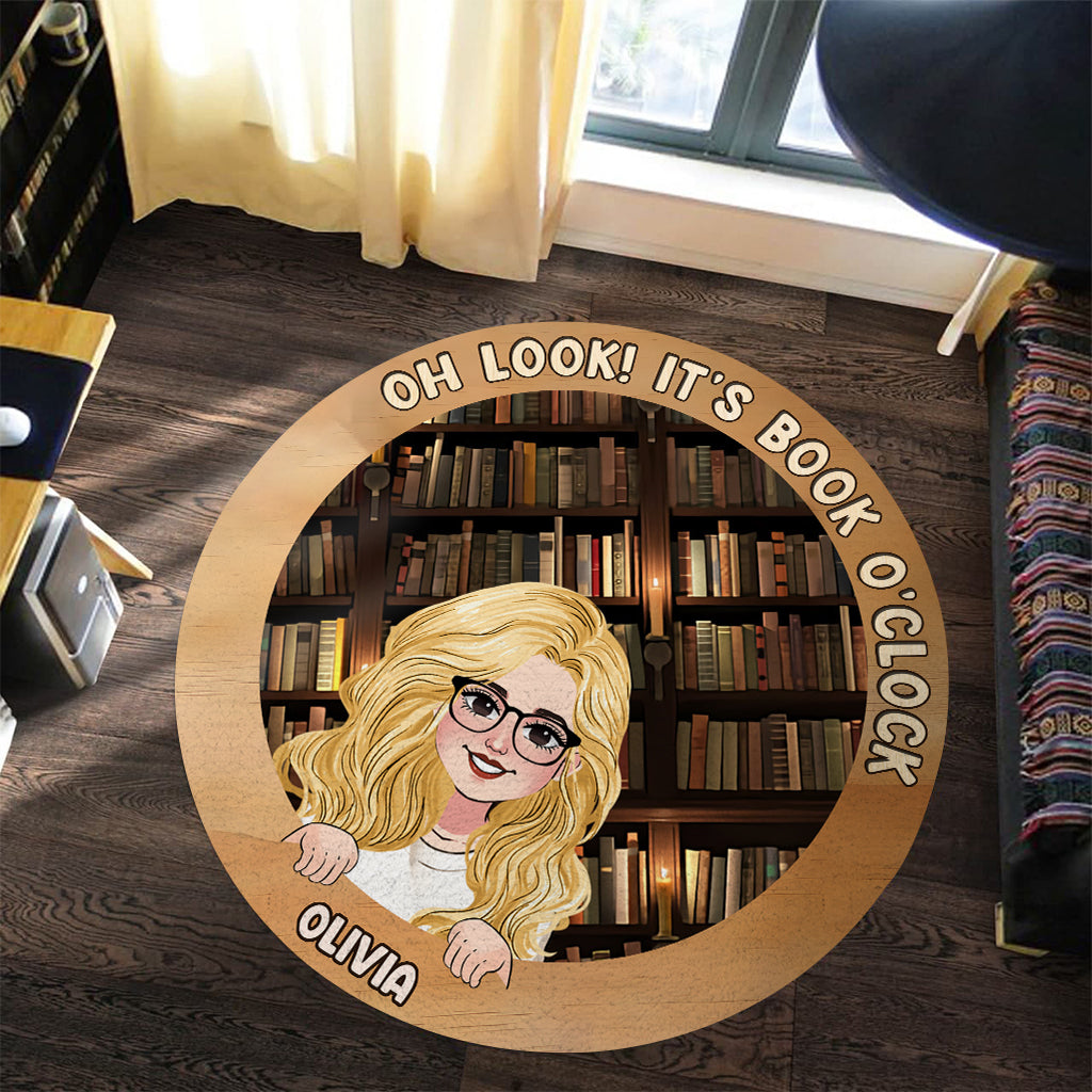 It's Book O'clock - Personalized Book Round Rug