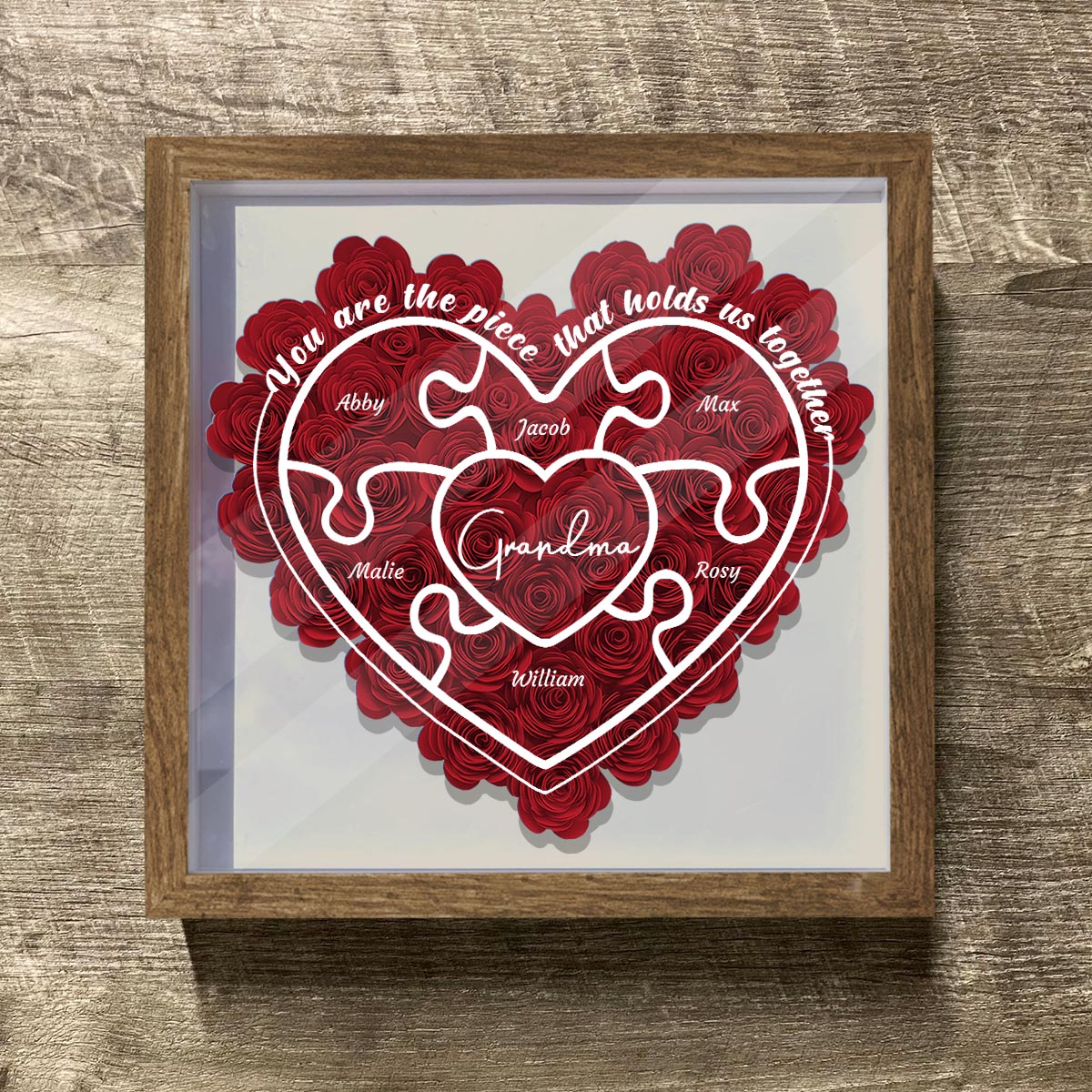 Mom You Are The Piece - Gift for mom, grandma, aunt, aunt, dad - Personalized Flower Shadow Box