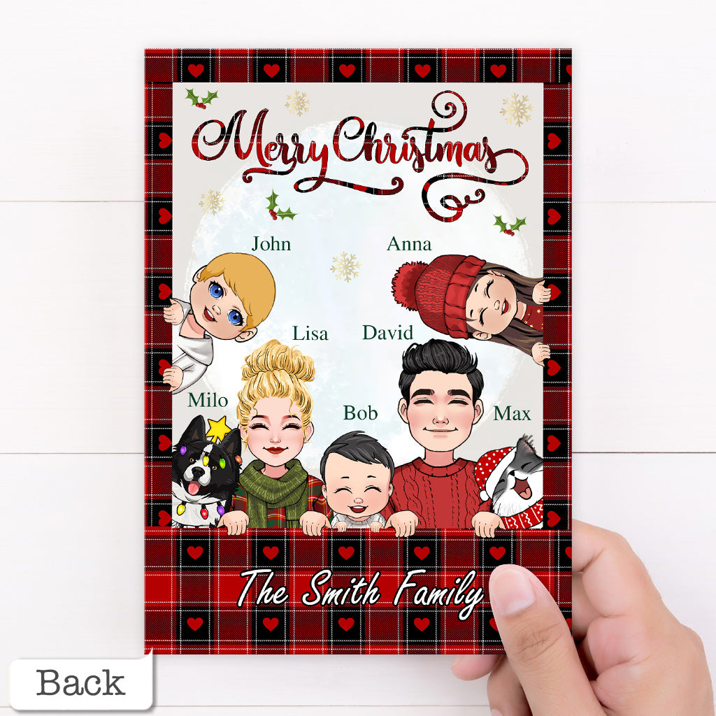 Merry Christmas Snowman - Personalized Family Greeting Card