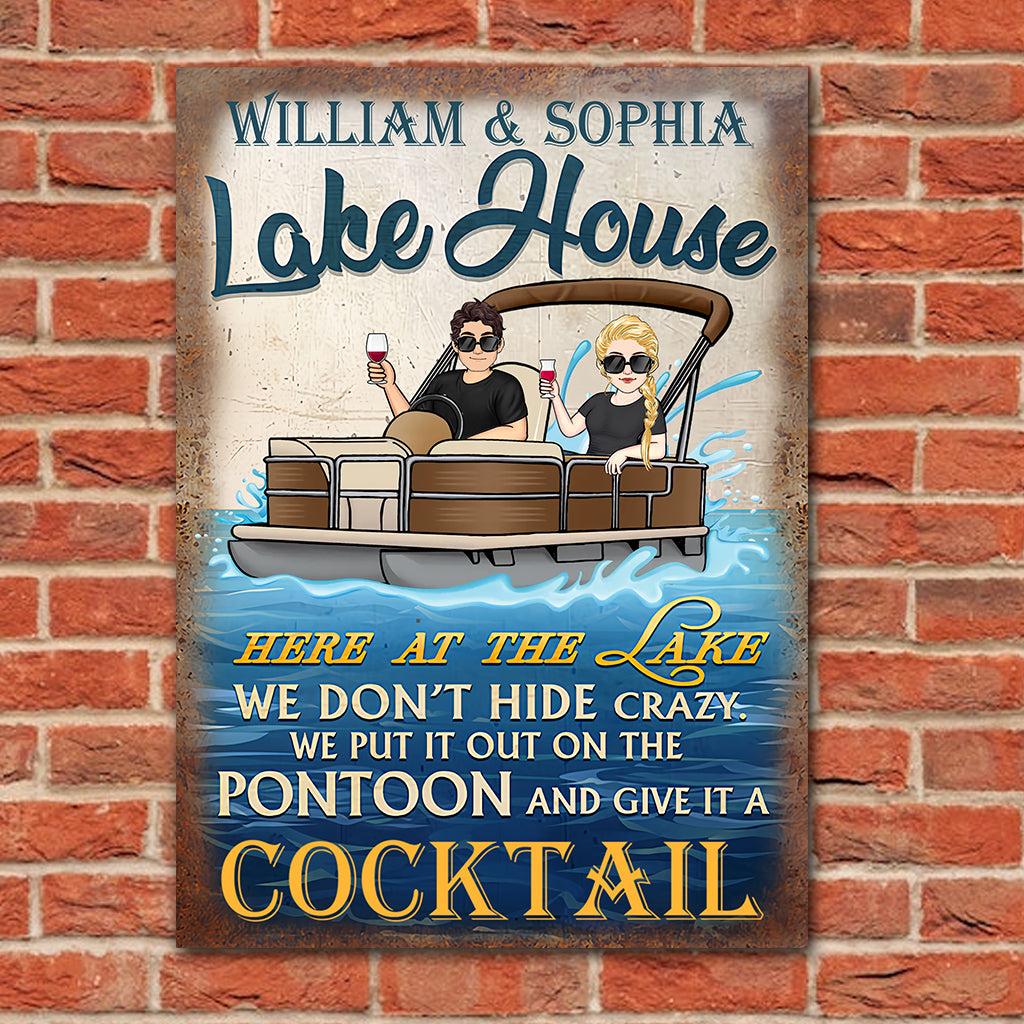 Lake House - Personalized Pontoon Rectangle Metal Sign