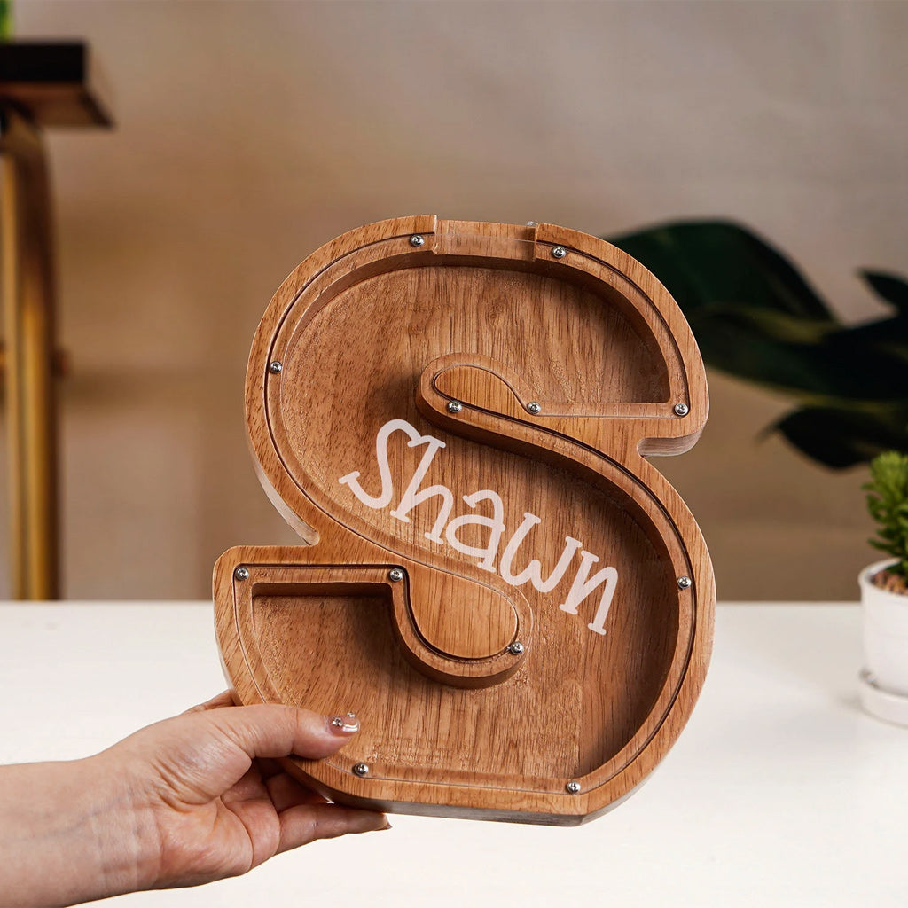 Letter Piggy Bank - Personalized Kid Wooden Piggy Bank