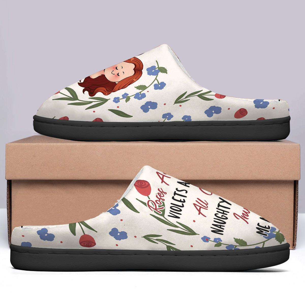 Roses Are Red - Personalized Couple Slippers