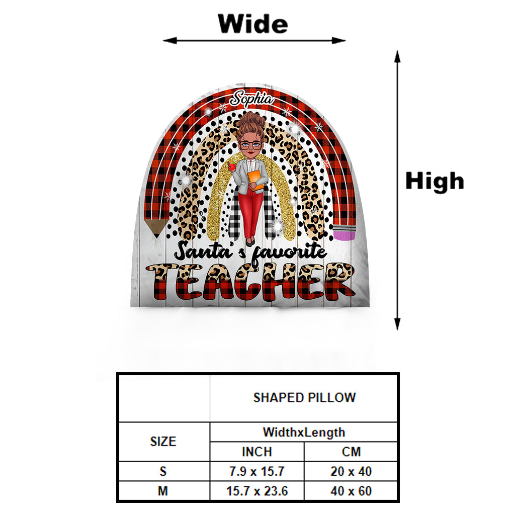 Lieblingslehrer des Weihnachtsmanns – Personalisiertes, einseitig geformtes Kissen in Lehrerform