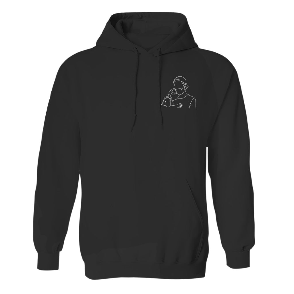 Custom Line Art - Personalized Father Embroidered Hoodie