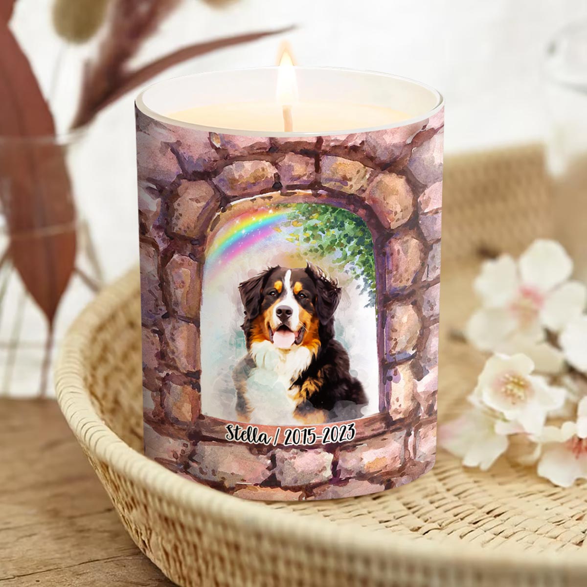 No Longer By My Side - Personalized Dog Candle With Wooden Lid