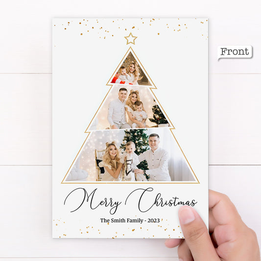 Custom Photos Names And Message Merry Christmas Card - Personalized Family Greeting Card