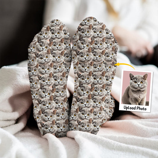 Customizable Printed Face - Personalized Cat Socks