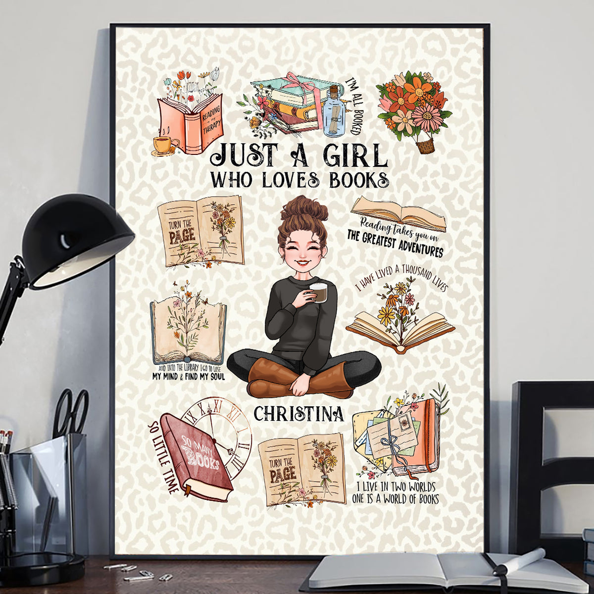 Just A Girl Who Loves Books - Personalized Book Canvas And Poster