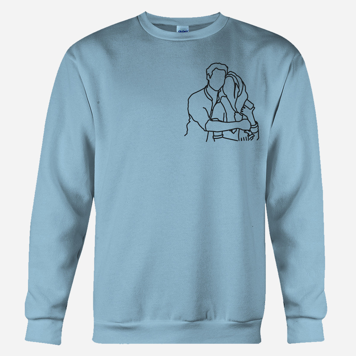 Custom Line Art - Personalized Couple Embroidered Sweater