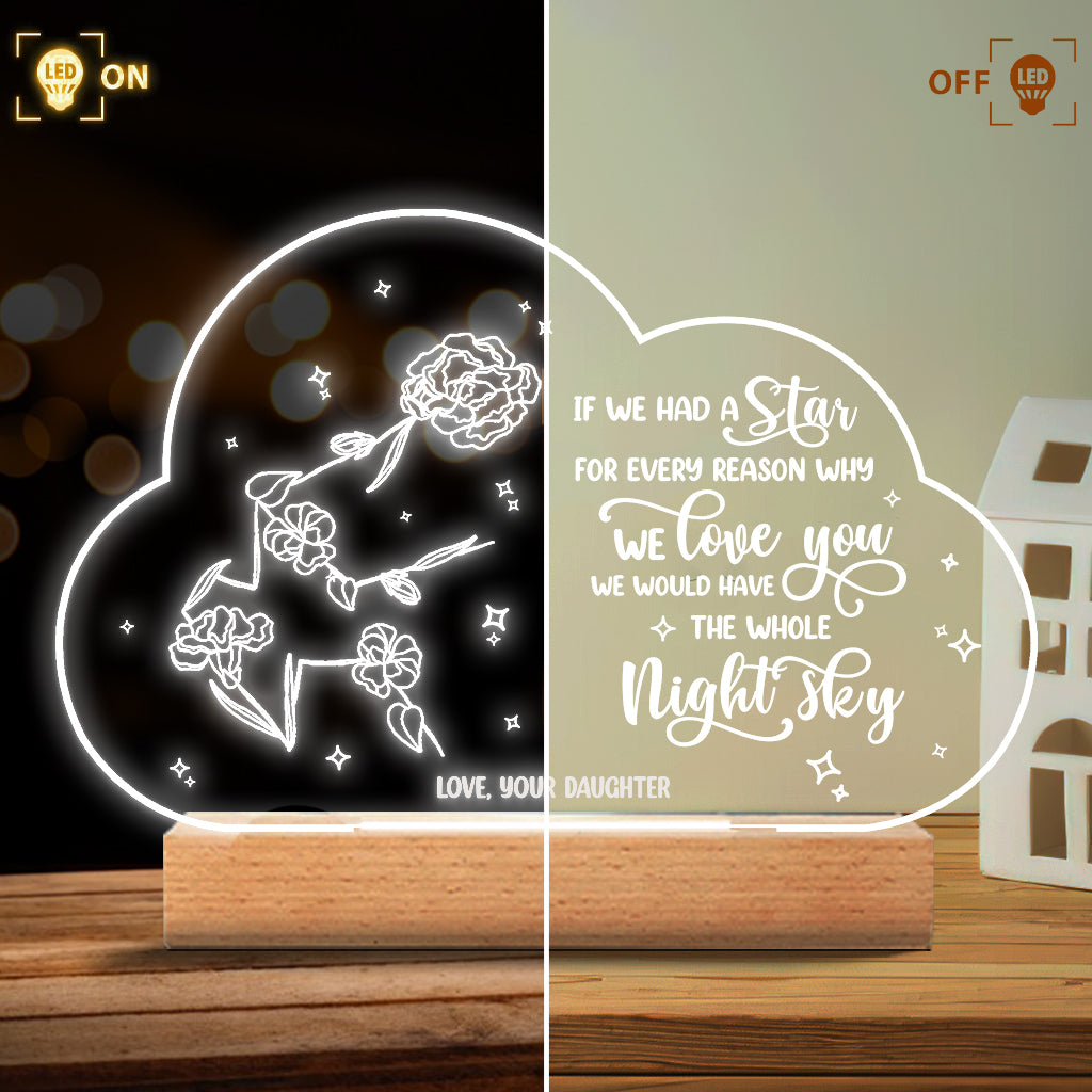 If Moms Were Flowers - Gift for mom, grandma, daughter, wife, girlfriend, dad, grandma, husband - Personalized Shaped Plaque Light Base