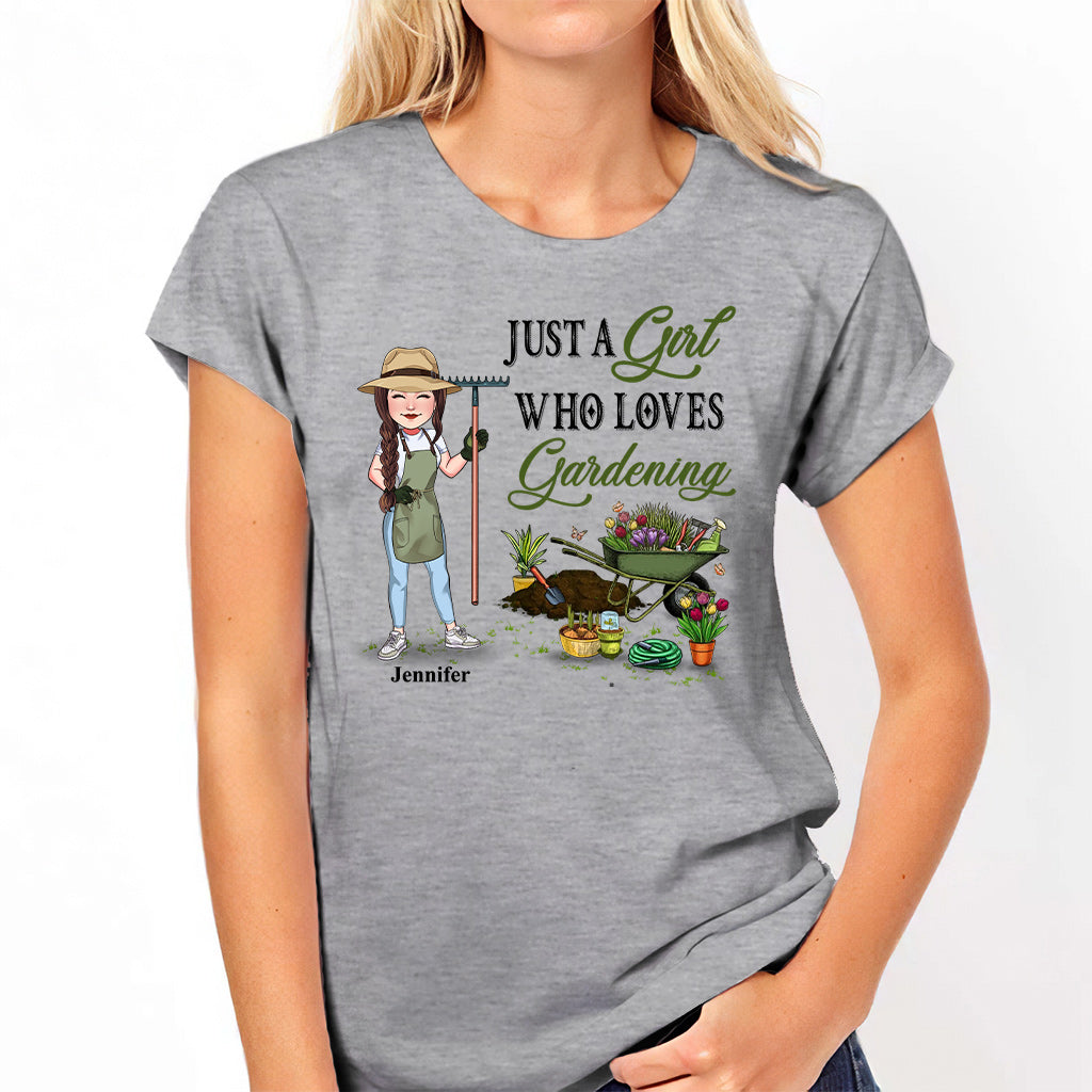 Just A Girl Who Loves Gardening - Personalized Gardening T-shirt & Hoodie