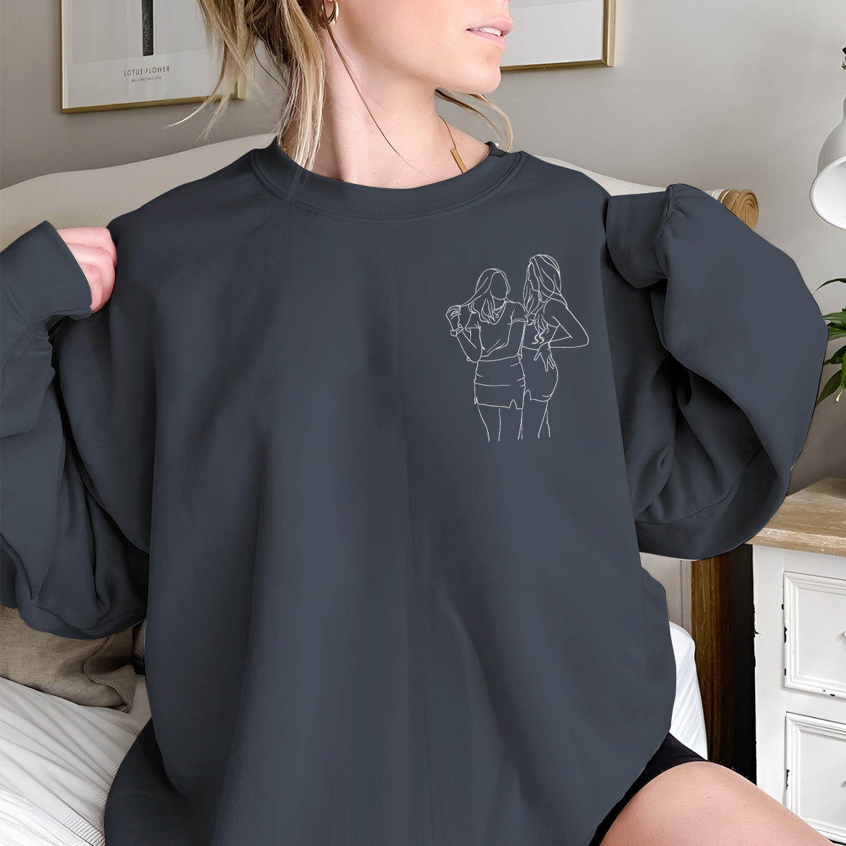 Custom Line Art - Personalized Daughter Embroidered Sweater