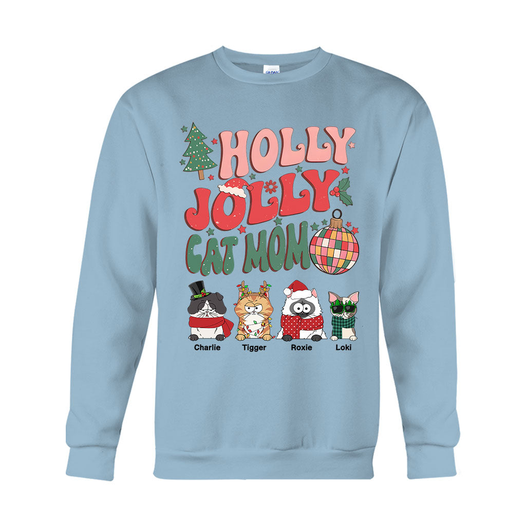 Maman chat/maman chien - T-shirt et sweat à capuche personnalisés pour chat Holly Jolly
