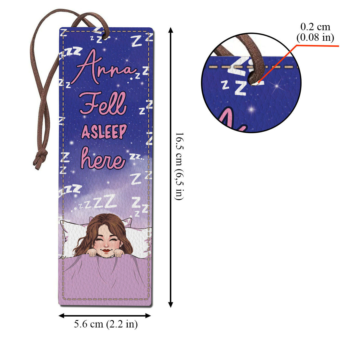 Fell Asleep Here - Personalized Book Leather Bookmark