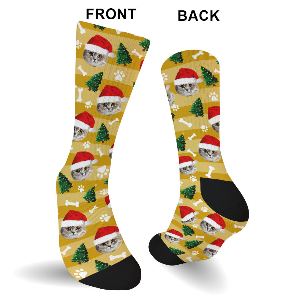 Custom Christmas Photo Socks - Gift for dog lovers, anyone, cat lover, dog lover - Personalized Socks
