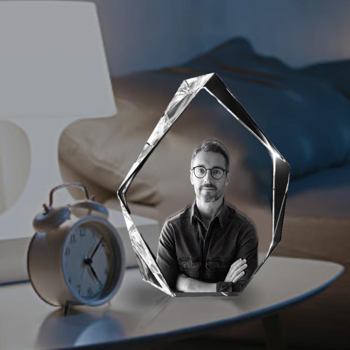 Custom Photo - Personalized Uncle Laser Engraving 3D Iceberg Shaped Crystal Lamp