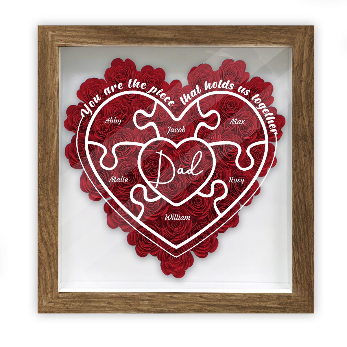 Mom You Are The Piece - Gift for mom, grandma, aunt, aunt, dad - Personalized Flower Shadow Box