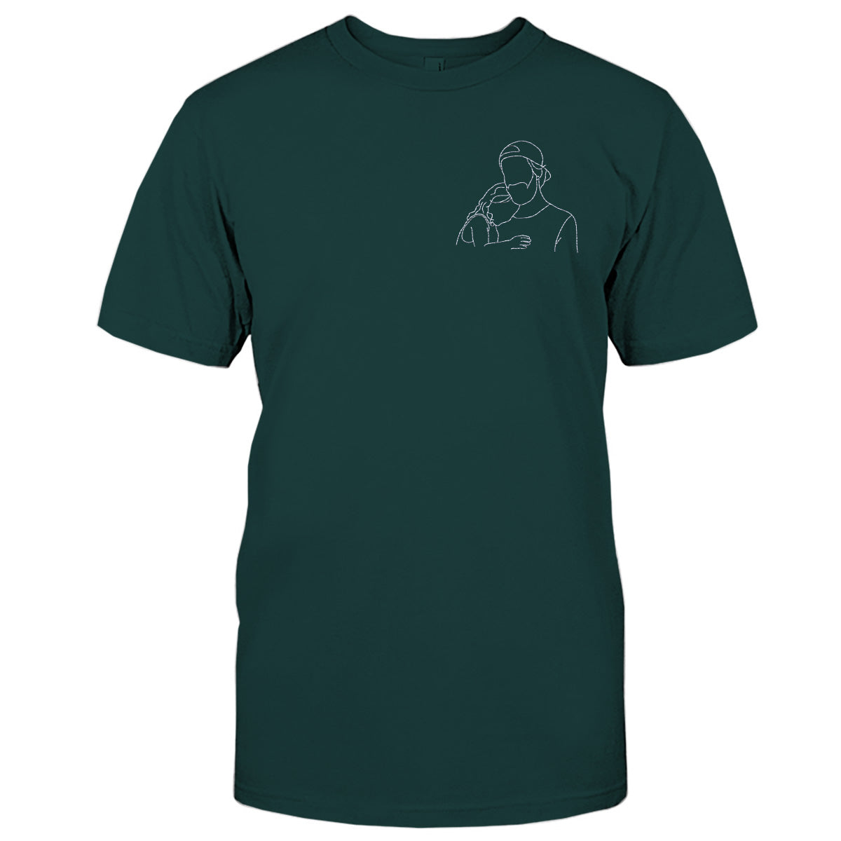 Custom Line Art - Personalized Uncle Embroidered T-shirt