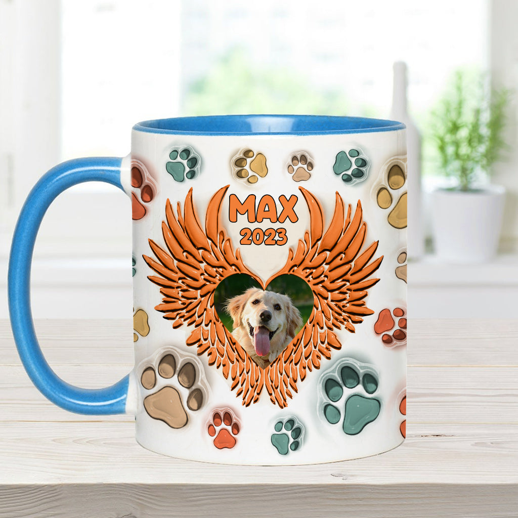 You Left Paw Prints On Our Hearts Angel Wings - Gift for dog lovers, who lost dog, who lost cat - Personalized Accent Mug