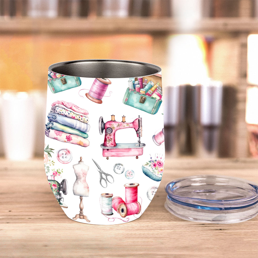 Motif de couture coloré - Gobelet à vin personnalisé