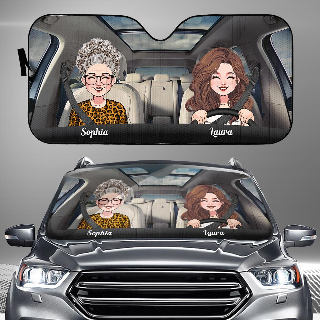 Adventure Awaits - Husband And Wife gift for wife, husband, girlfriend, boyfriend, mom, dad - Personalized Car Sunshade