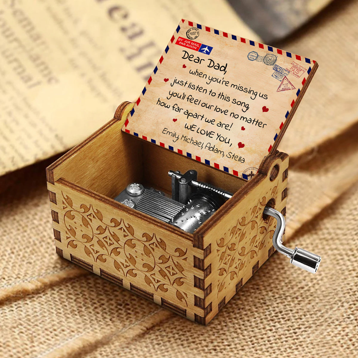When You're Missing Us - Gift for grandma, mom, daughter, granddaughter, son, grandson, dad, grandpa - Personalized Hand Crank Music Box