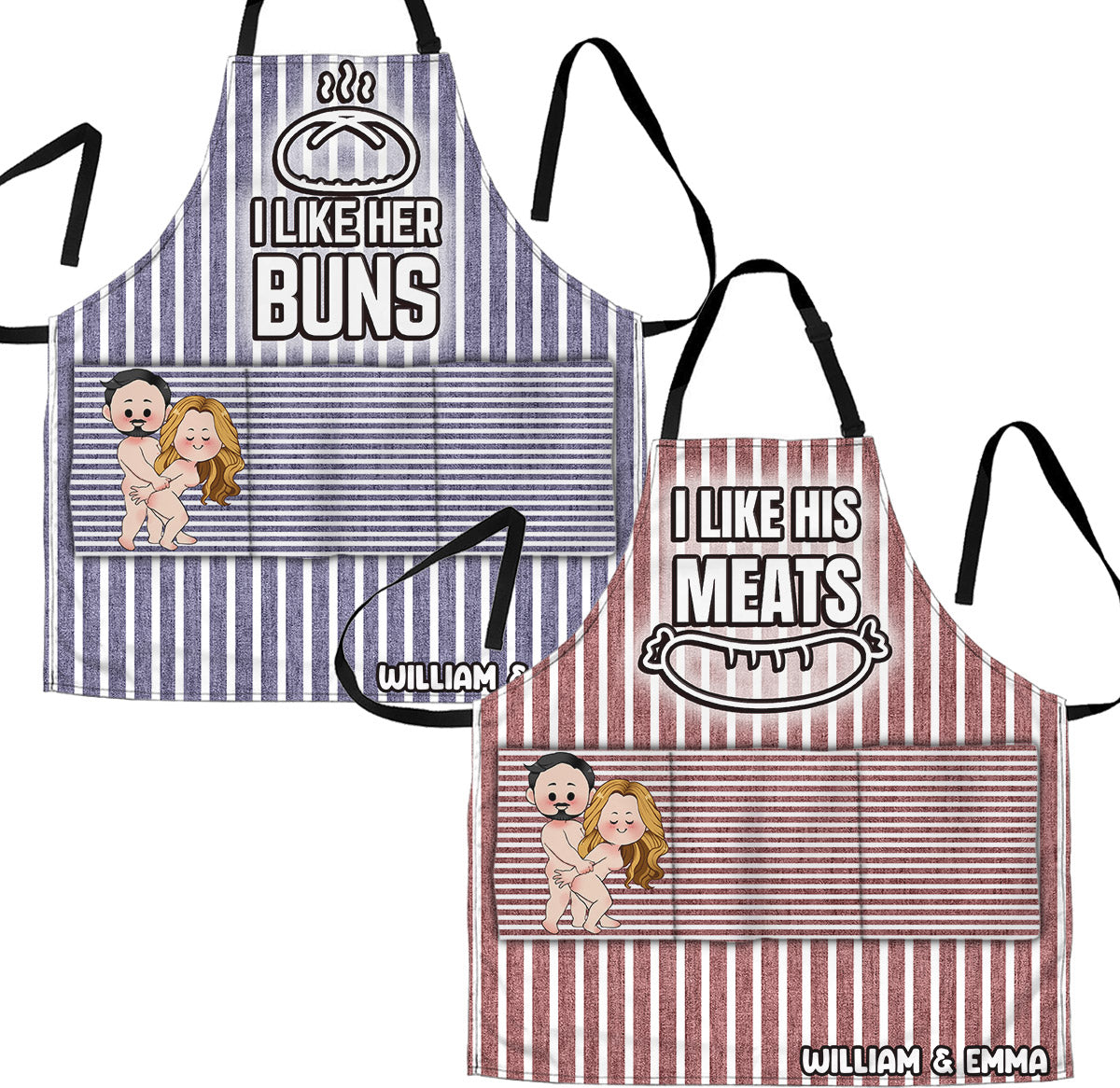 I Like His Meat I Like Her Buns - Personalized Couple Apron
