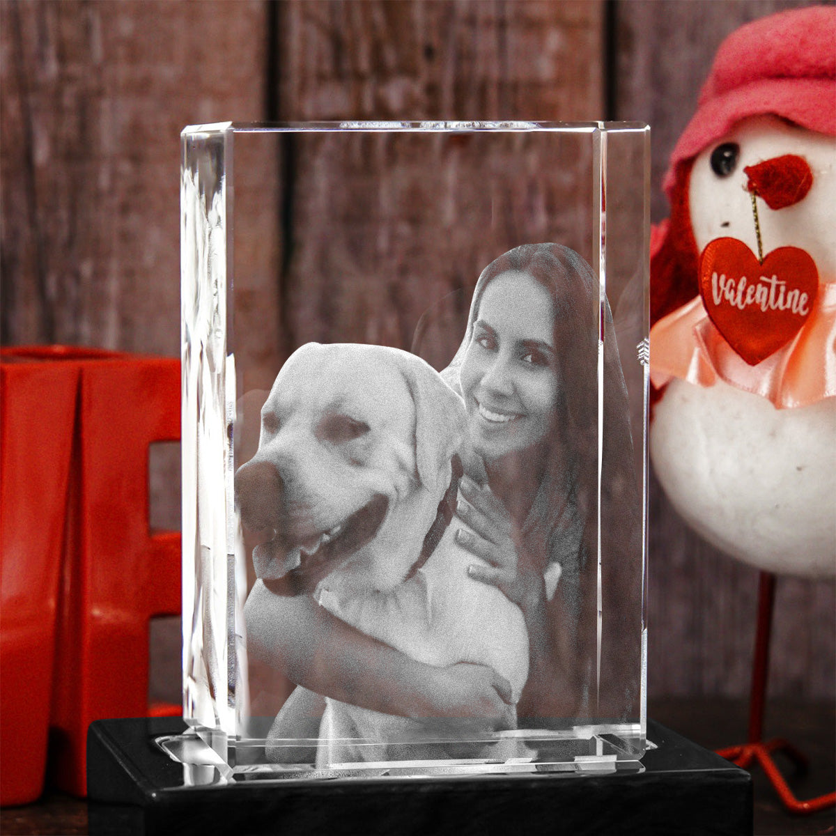 Custom Photo - Personalized Dog Laser Engraving 3D Cuboid Shaped Crystal Lamp
