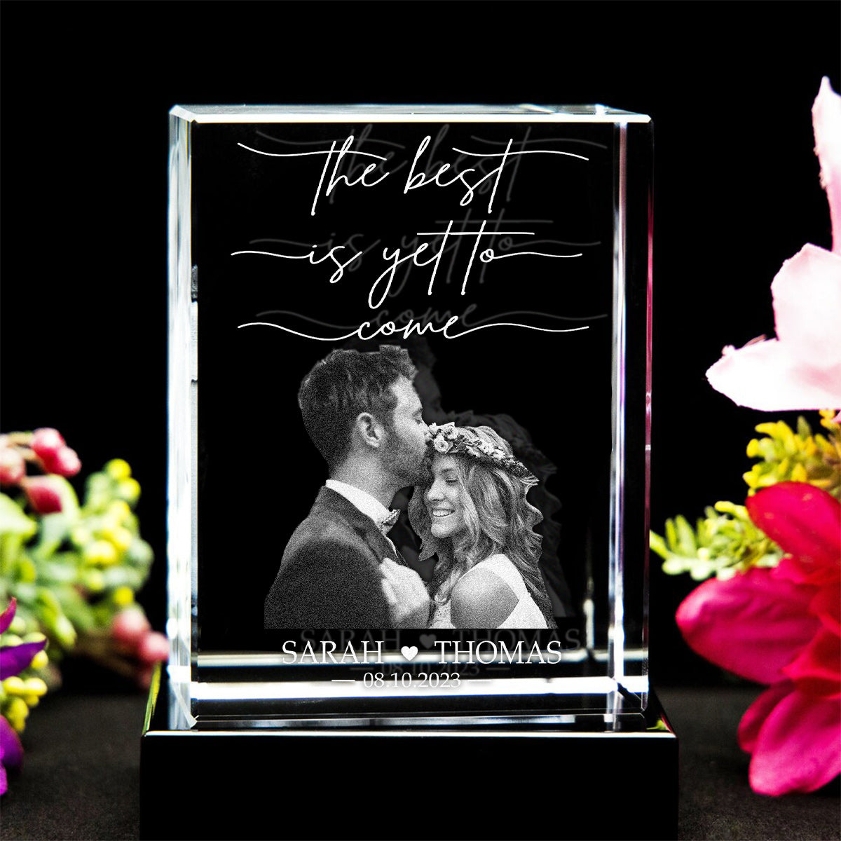 The Best Is Yet To Come - wedding gift for husband, wife, boyfriend, girlfriend - Personalized Laser Engraving 3D Cuboid Shaped Crystal Lamp