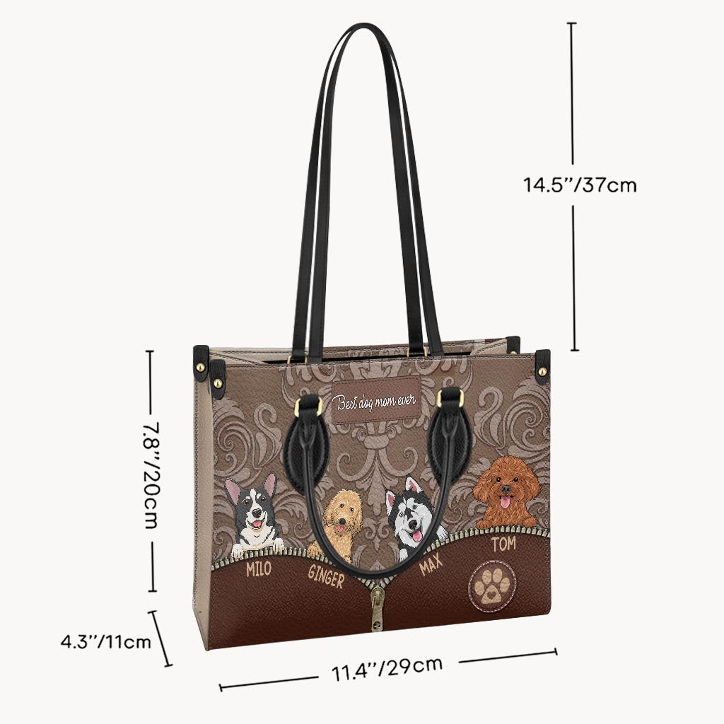 Best Dog Mom Ever - Gift for mom, mom, dog lover, cat lover - Personalized Leather Handbag