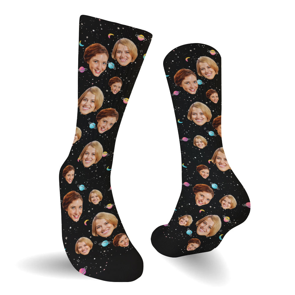 Custom Face Galaxy - Personalized Bestie Socks