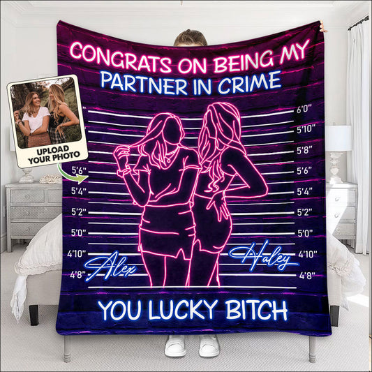 Congrats On Being My Partner In Crime - Gift for friend - Personalized Blanket