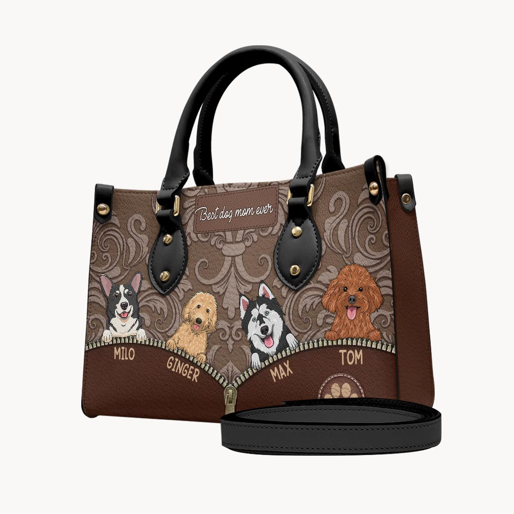 Best Dog Mom Ever - Gift for mom, mom, dog lover, cat lover - Personalized Leather Handbag