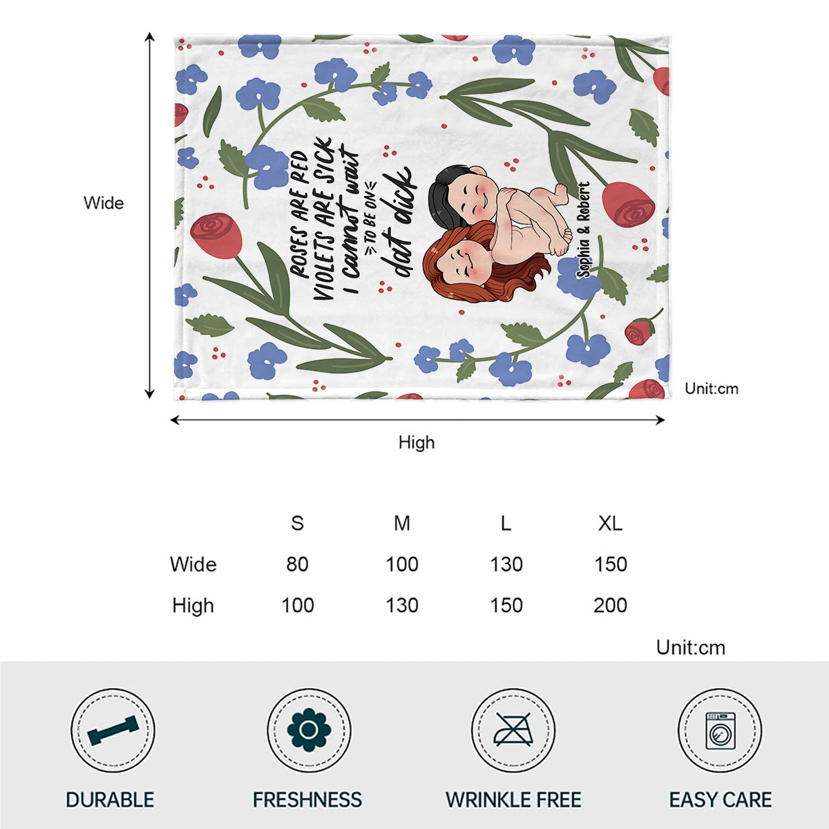 Rose Are Red Violet Are Sick - Personalized Couple Blanket